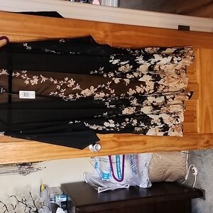 Black maxi kimono 3/4 floral